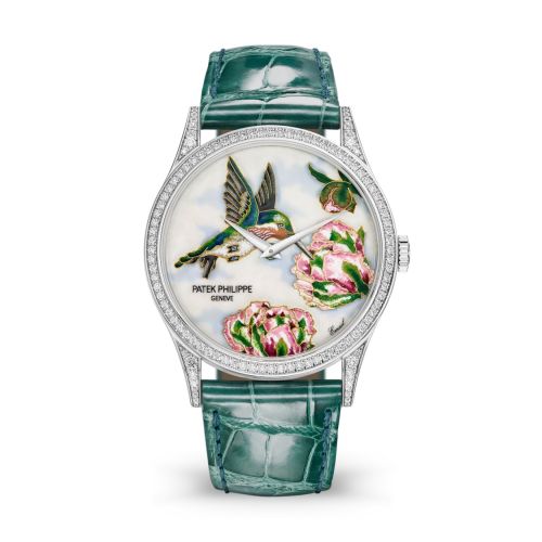 replica Patek Philippe - 5077/100G-042 Calatrava 5077 White Gold / Diamond / Hummingbirds watch