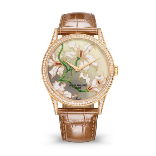 replica Patek Philippe - 5077/100R-036 Calatrava 5077 Rose Gold / Diamond / Orchids watch