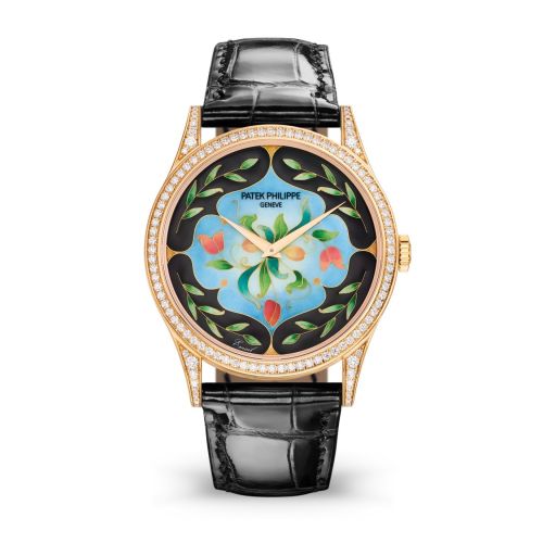 replica Patek Philippe - 5077/100R-045 Calatrava 5077 Rose Gold / Diamond / Floral Caprice watch