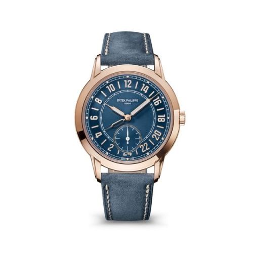 replica Patek Philippe - 5224R-001 Calatrava Travel Time 24-Hour Rose Gold / Blue watch