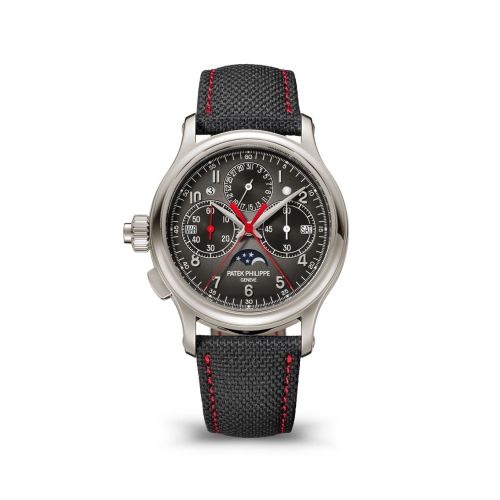 replica Patek Philippe - 5373P-001 Perpetual Calendar Split-Seconds Chronograph 5373 Left-Hander Platinum / Grey watch