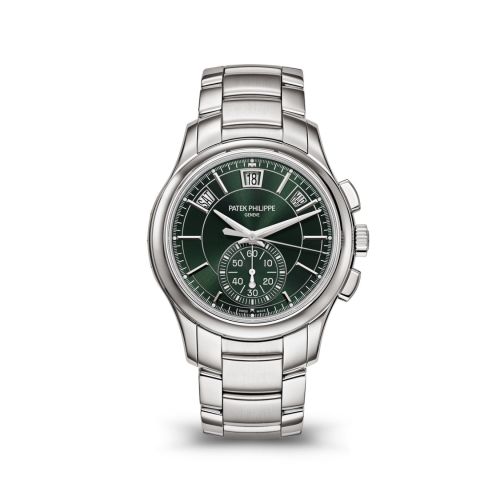 replica Patek Philippe - 5905/1A-001 Annual Calendar Chronograph 5905 Stainless Steel / Green / Bracelet watch - Click Image to Close