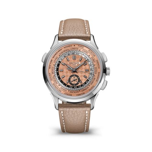 replica Patek Philippe - 5935A-001 World Time Chronograph 5935 Stainless Steel / Salmon watch