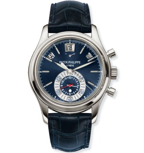 replica Patek Philippe - 5960P-015 Annual Calendar Chronograph 5960 Platinum / Blue watch - Click Image to Close