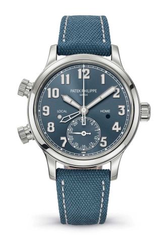 replica Patek Philippe - 7234A-001 Calatrava Pilot Travel Time 7234 Stainless Steel / Blue watch