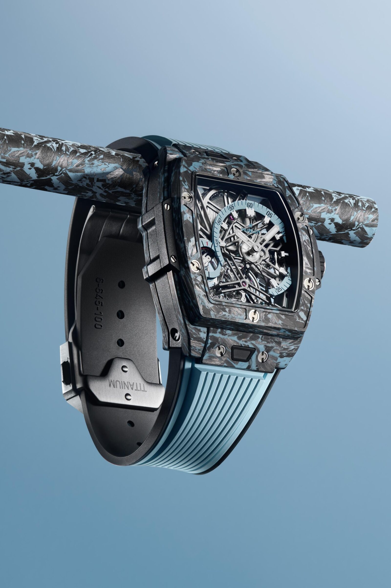 replica hublot Spirit of Big Bang Tourbillon Carbon Sky Blue watch 645.QL.5117.RX
