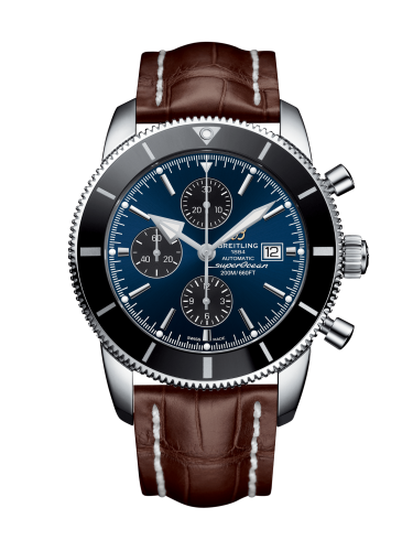 Breitling watch replica - A1331212/C968/757P/A20D.1 Superocean Heritage II 46 Chronograph Stainless Steel / Black / Blue / Croco / Folding - Click Image to Close