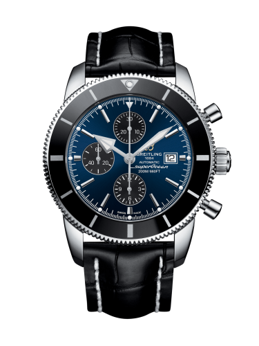 Breitling watch replica - A1331212/C968/760P/A20BA.1 Superocean Heritage II 46 Chronograph Stainless Steel / Black / Blue / Croco / Pin - Click Image to Close