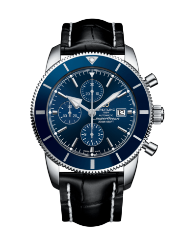 Breitling watch replica - A1331216/C963/761P/A20D.1 Superocean Heritage II 46 Chronograph Stainless Steel / Blue / Blue / Croco / Folding - Click Image to Close