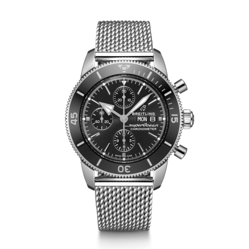 Breitling watch replica - A13313121B1A1 Superocean Heritage II Chronograph 44 Stainless Steel / Black / Milanese