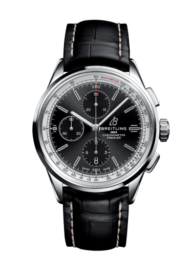 replica Breitling watch - A13315351B1P1 Premier Chronograph 42 Stainless Steel / Black / Croco Black / Folding