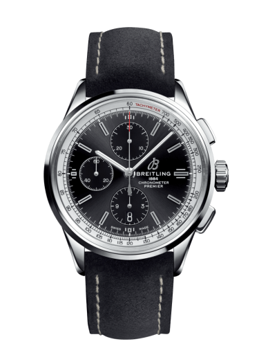 replica Breitling watch - A13315351B1X1 Premier Chronograph 42 Stainless Steel / Black / Nubuck Black / Folding