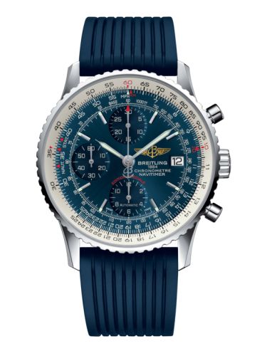 best replica Breitling - A1332412.C942.273S Navitimer Heritage Stainless Steel / Aurora Blue / Rubber watch - Click Image to Close