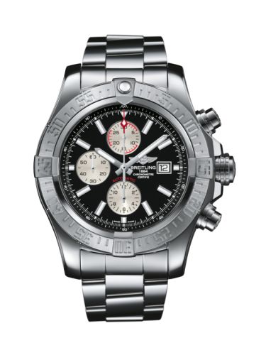 replica Breitling - A13371111B1A1 Super Avenger II Stainless Steel / Volcano Black / Bracelet watch - Click Image to Close