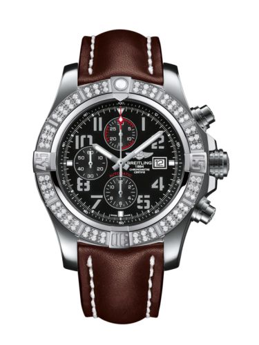replica Breitling - A1337153/BC28/443X/A20BA.1 Super Avenger II Stainless Steel / Diamond / Volcano Black / Calf / Pin watch