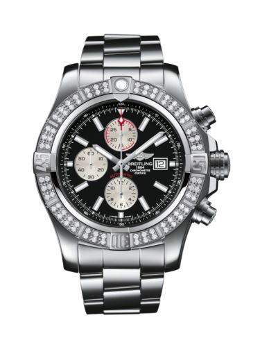 replica Breitling - A1337153/BC29/168A Super Avenger II Stainless Steel / Diamond / Volcano Black / Bracelet watch - Click Image to Close