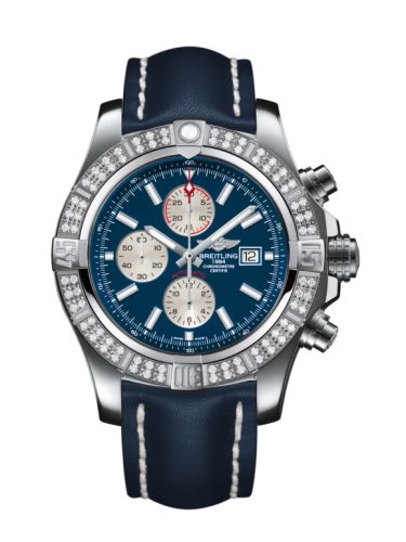 replica Breitling - A1337153/C871/101X/A20BA.1 Super Avenger II Stainless Steel / Diamond / Mariner Blue / Calf / Pin watch