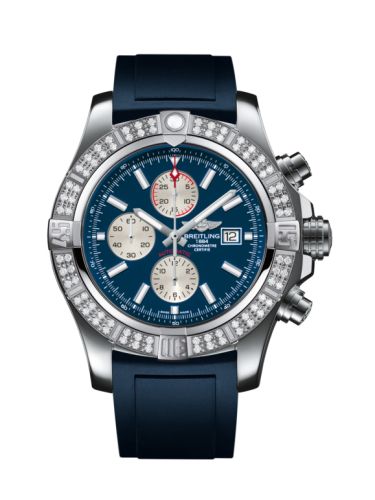 replica Breitling - A1337153/C871/139S/A20S.1 Super Avenger II Stainless Steel / Diamond / Mariner Blue / Rubber / Pin watch - Click Image to Close