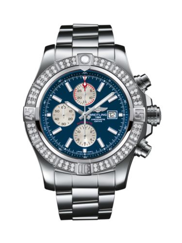 replica Breitling - A1337153/C871/168A Super Avenger II Stainless Steel / Diamond / Mariner Blue / Bracelet watch