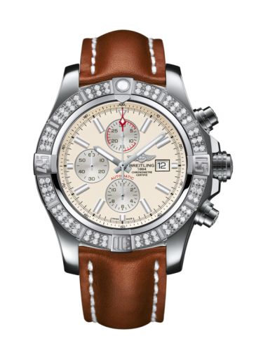 replica Breitling - A1337153/G779/439X/A20BA.1 Super Avenger II Stainless Steel / Diamond / Stratus Silver / Calf / Pin watch