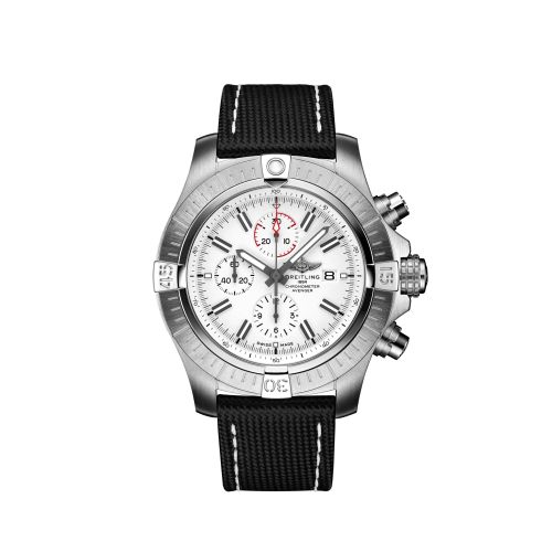 replica Breitling - A133751A1A1X1 Avenger Chronograph 48 Stainless Steel / White / Calf / Pin watch - Click Image to Close