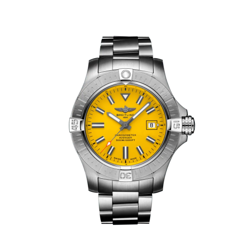 replica Breitling - A17319101I1A1 Avenger Automatic 45 Seawolf Stainless Steel / Yellow / Bracelet watch - Click Image to Close