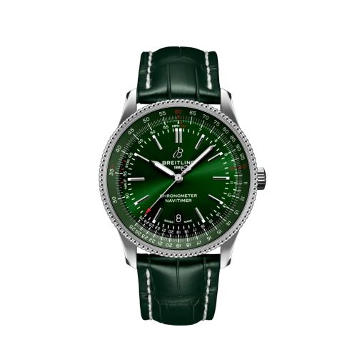 best replica Breitling - A17326361L1P1 Navitimer Automatic 41 Automatic Stainless Steel / Green / Alligator - Pin watch