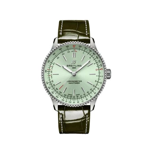 best replica Breitling - A17327361L1P1 Navitimer Automatic 36 Stainless Steel / Mint Green / Croco / Folding watch