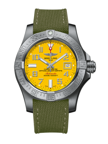replica Breitling - A1733110/I519/106W/A20BASA.1 Avenger II Seawolf Stainless Steel / Cobra Yellow / Military / Pin watch