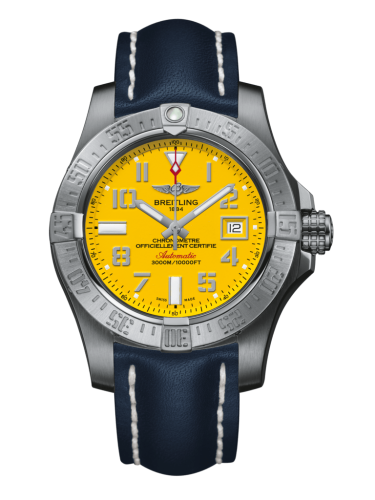 replica Breitling - A1733110/I519/112X/A20DSA.1 Avenger II Seawolf Stainless Steel / Cobra Yellow / Calf / Folding watch - Click Image to Close
