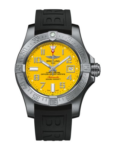 replica Breitling - A17331101I1S2 Avenger II Seawolf Stainless Steel / Cobra Yellow / Rubber / Pin watch - Click Image to Close
