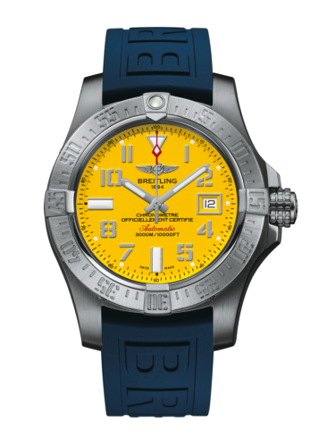 replica Breitling - A1733110/I519/157S/A20DSA.2 Avenger II Seawolf Stainless Steel / Cobra Yellow / Rubber / Folding watch - Click Image to Close