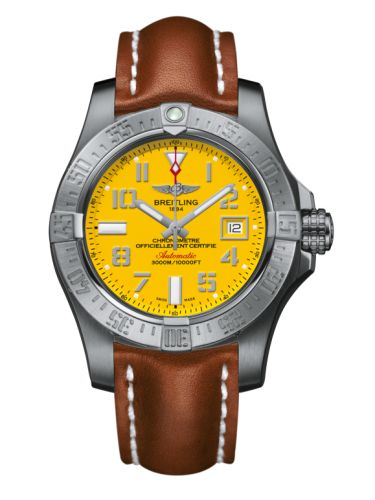 replica Breitling - A1733110/I519/433X/A20BASA.1 Avenger II Seawolf Stainless Steel / Cobra Yellow / Calf / Pin watch