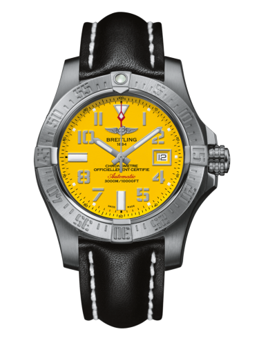 replica Breitling - A1733110/I519/436X/A20DSA.1 Avenger II Seawolf Stainless Steel / Cobra Yellow / Calf / Folding watch - Click Image to Close