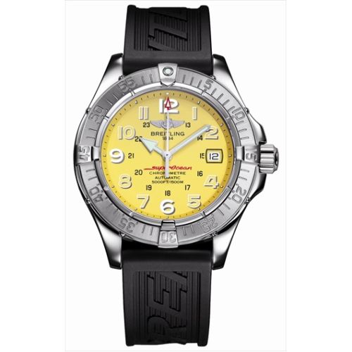 Fake breitling watch - A1736006.I514 Superocean Arrow Hand / Yellow / Rubber