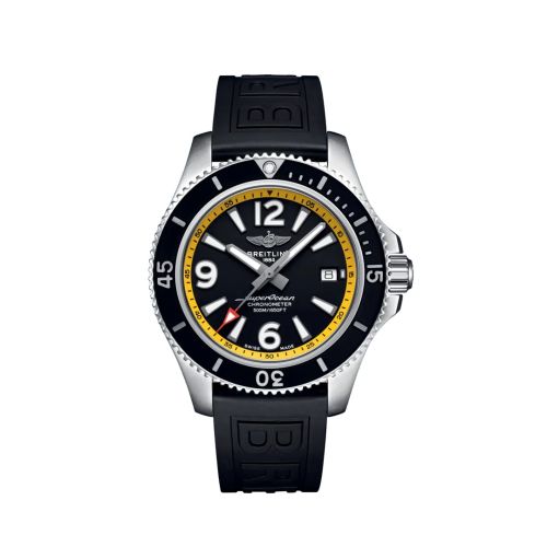 Fake breitling watch - A17366D71B1S1 Superocean 42 Stainless Steel / Black - Yellow / eComm