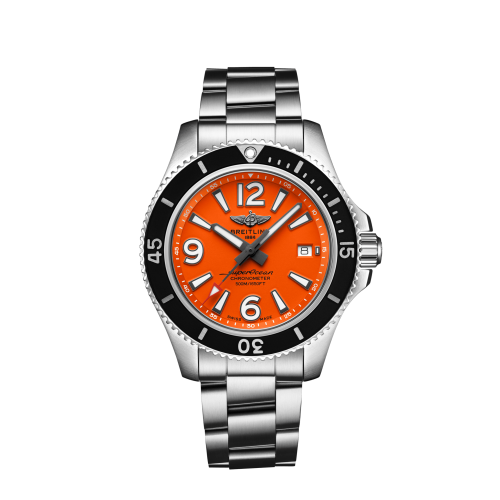 Fake breitling watch - A17366D71O1A1 Superocean 42 Stainless Steel / Orange / Bracelet
