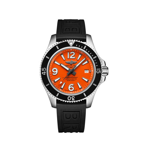 Fake breitling watch - A17366D71O1S2 Superocean 42 Stainless Steel / Orange / Rubber / Folding