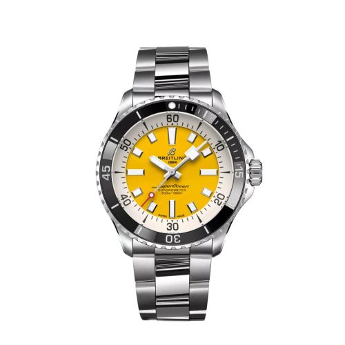 Fake breitling watch - A17375211I1A1 SuperOcean Automatic 42 Stainless Steel / Yellow / Bracelet
