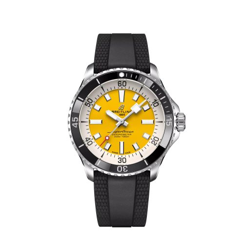 Fake breitling watch - A17375211I1S1 SuperOcean Automatic 42 Stainless Steel / Yellow / Rubber