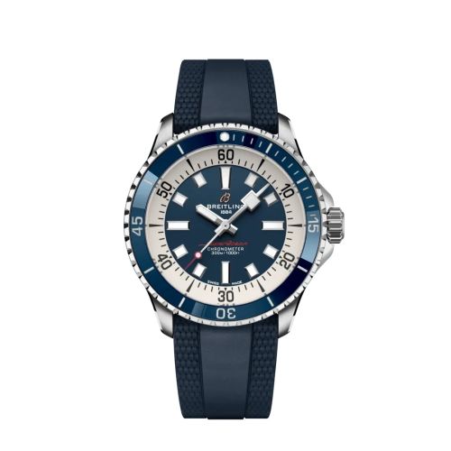 Fake breitling watch - A17375E71C1S1 SuperOcean Automatic 42 Stainless Steel / Blue / Rubber