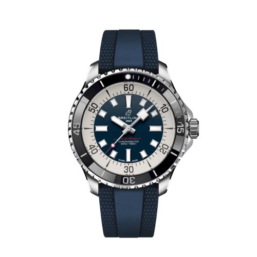 Fake breitling watch - A17376211C1S1 SuperOcean Automatic 44 Stainless Steel / Blue / Rubber