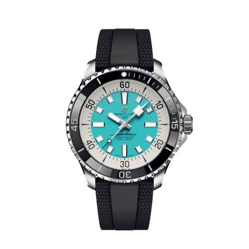 Fake breitling watch - A17376211L2S1 SuperOcean Automatic 44 Stainless Steel / Turquoise / Rubber