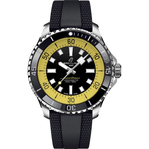 Fake breitling watch - A173762A1B1S1 SuperOcean Automatic 44 Stainless Steel / Black - Yellow / Rüschenbeck Edition - Click Image to Close