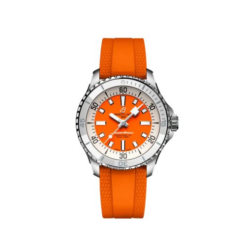 Fake breitling watch - A17377211O1S1 SuperOcean Automatic 36 Stainless Steel / Orange / Rubber