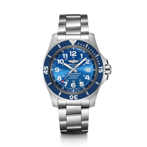 Fake breitling watch - A17392D81C1A1 Superocean II 44 Stainless Steel / Blue / Mariner Blue / Bracelet - Click Image to Close