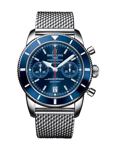 Breitling watch replica - A2337016.C856.154A Superocean Heritage 44 Chronograph Stainless Steel / Blue / Blue / Milanese - Click Image to Close
