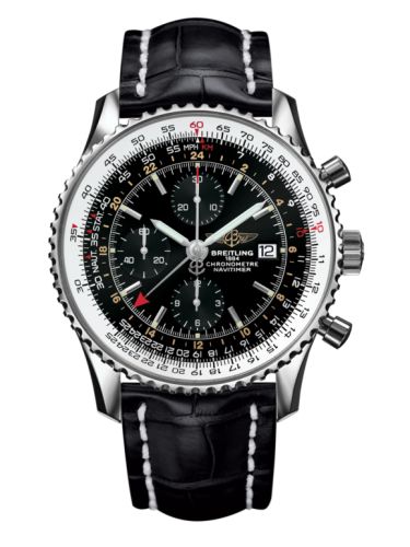 best replica Breitling - A24322121B1P1 Navitimer World Stainless Steel / Black / Croco / Pin watch - Click Image to Close
