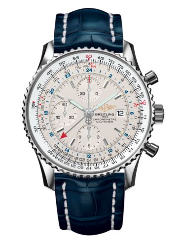 best replica Breitling - A2432212/G571/746PA20BA.1 Navitimer World Stainless Steel / Silver / Croco / Pin watch