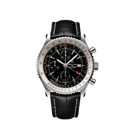 best replica Breitling - A24322121B2P1 Navitimer 1 Chronograph GMT Stainless Steel / Black / Croco / Pin watch